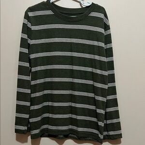 Jumping Beans Green and White Striped Long Sleeve Tee